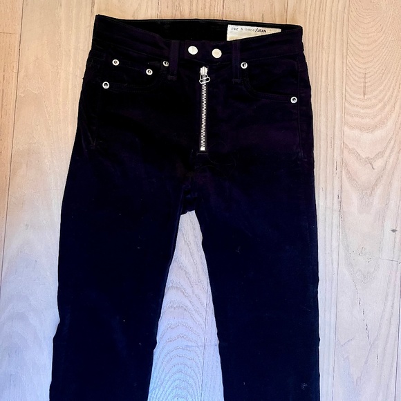Rag & Bone Dojo High Waist Velvet Ankle Skinny Pants in Black in Size 24 - Picture 3 of 6
